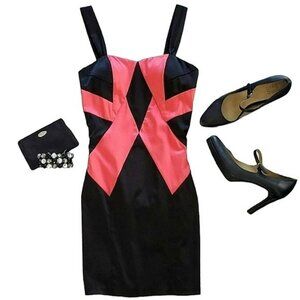 XOXO Women's Mini Dress Size 5 6 Black Coral Red Cocktail Formal Party Prom